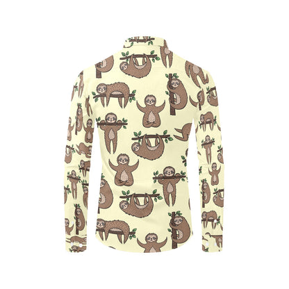 Sloth Print Design LKS3010 Men's Long Sleeve Dress Shirt