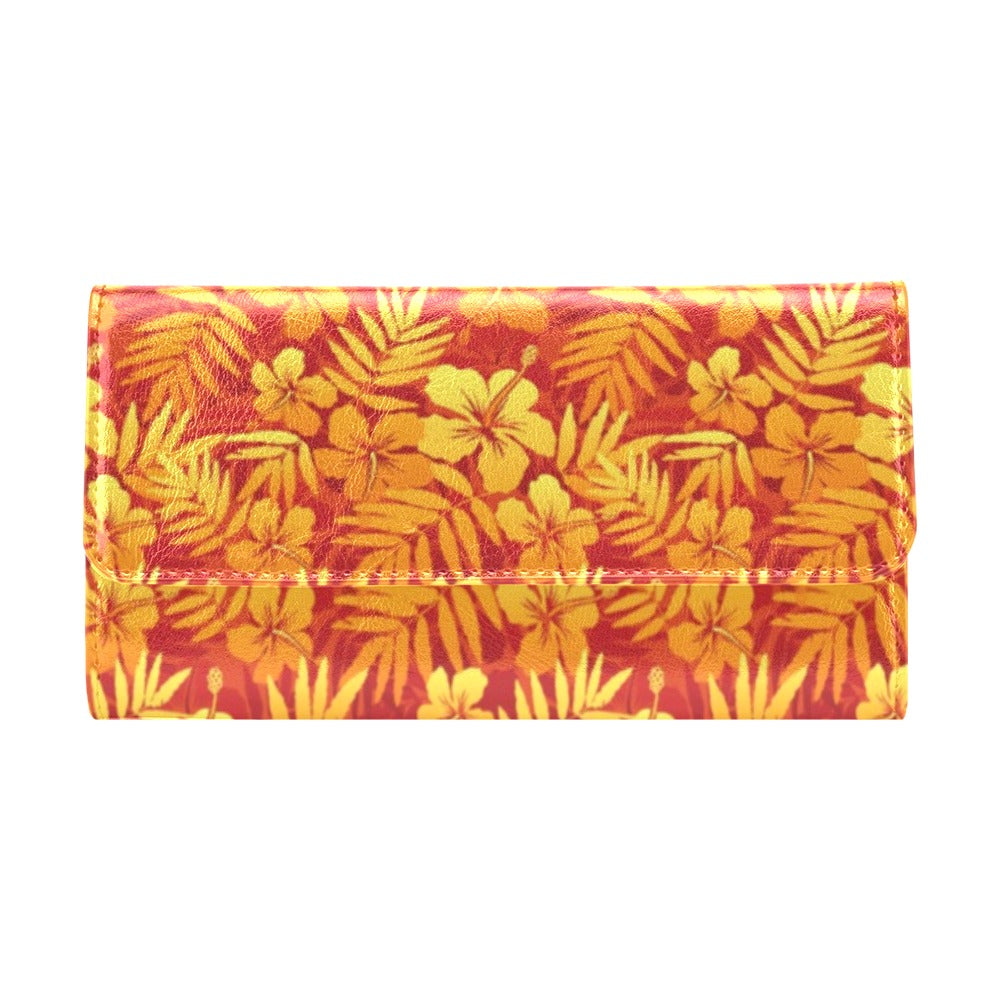 Hibiscus Summer Print Design LKS302 Women's Trifold Wallet