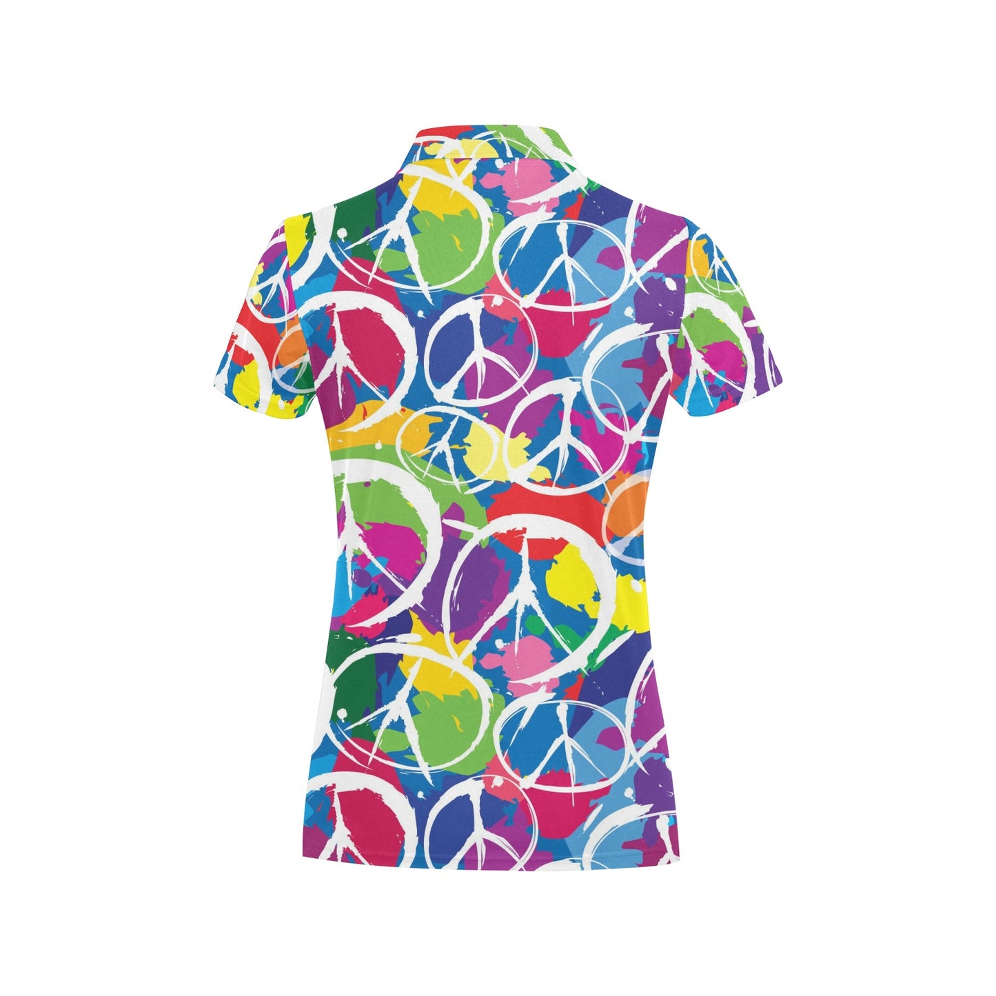 Peace Sign Colorful Pattern Print Design A02 Women's Polo Shirt