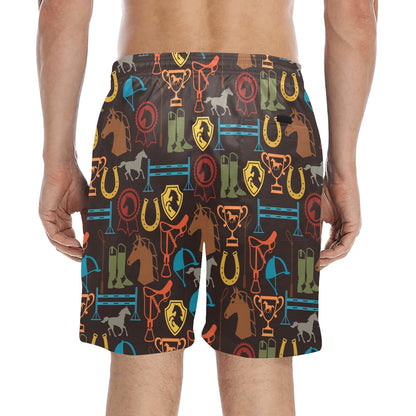 Equestrian Equipment Horse Colorful Men's Swim Trunks Beach Shorts