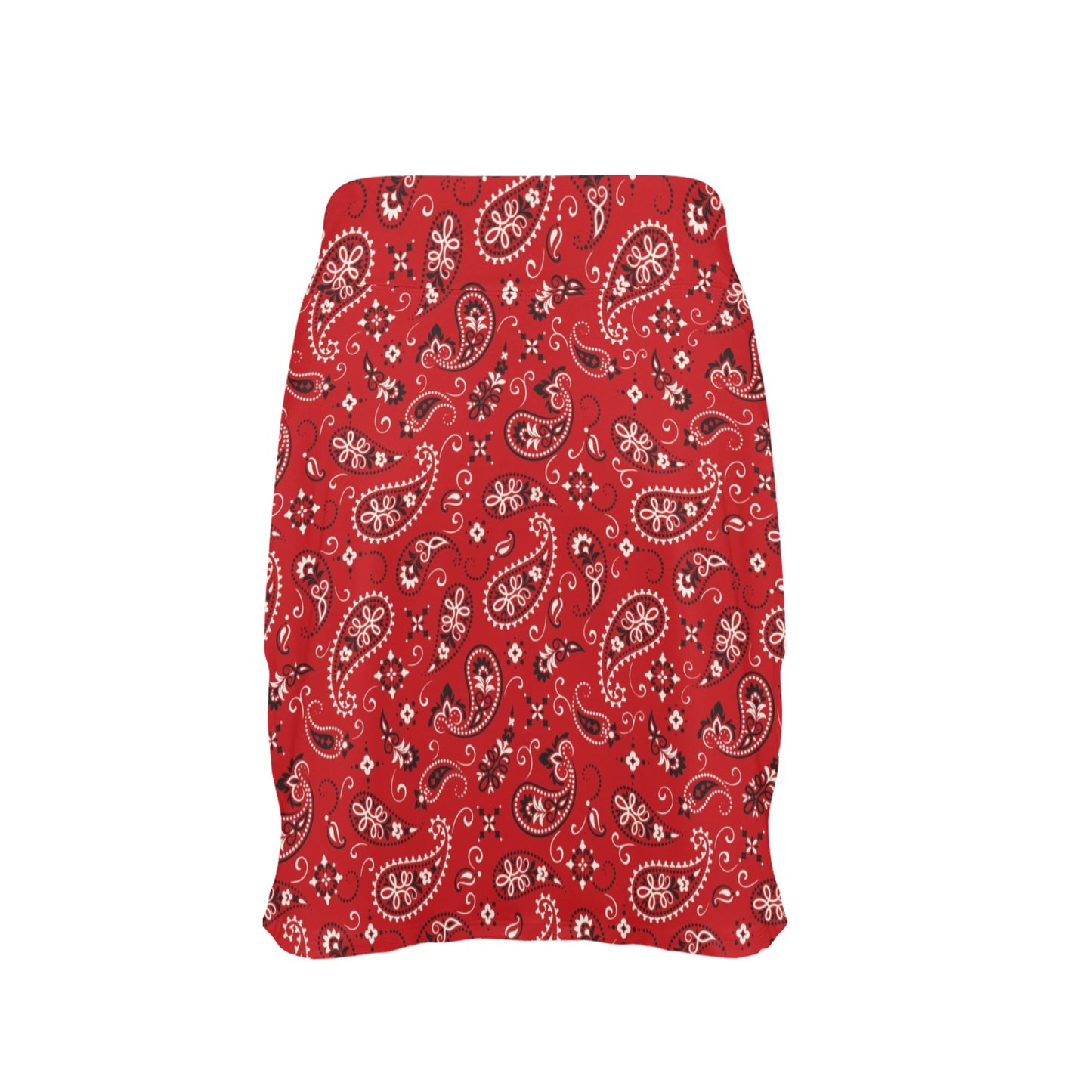 Bandana Paisley Red Print Design LKS3011 Women's Golf Skirt with Pocket