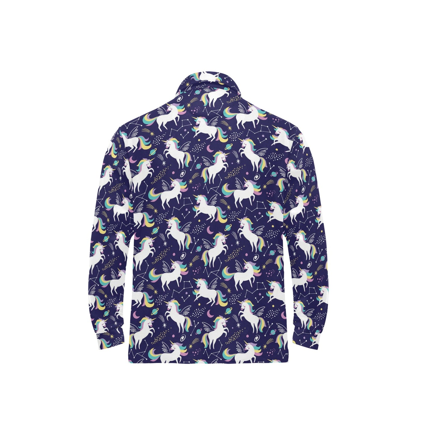 Unicorn Print Design LKS305 Long Sleeve Polo Shirt For Men's