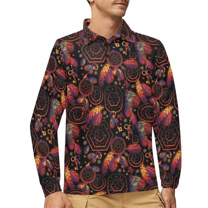 Dream catcher native american Long Sleeve Polo Shirt For Men's
