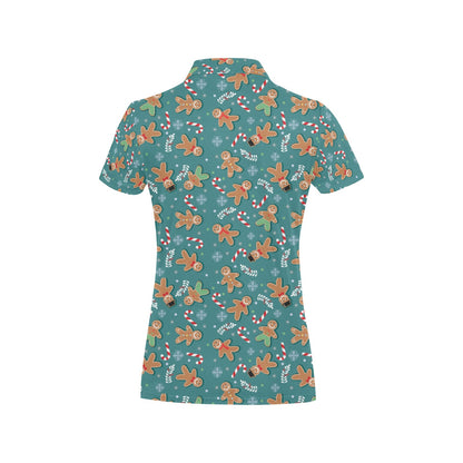 Gingerbread Pattern Print Design 05 Women's Polo Shirt
