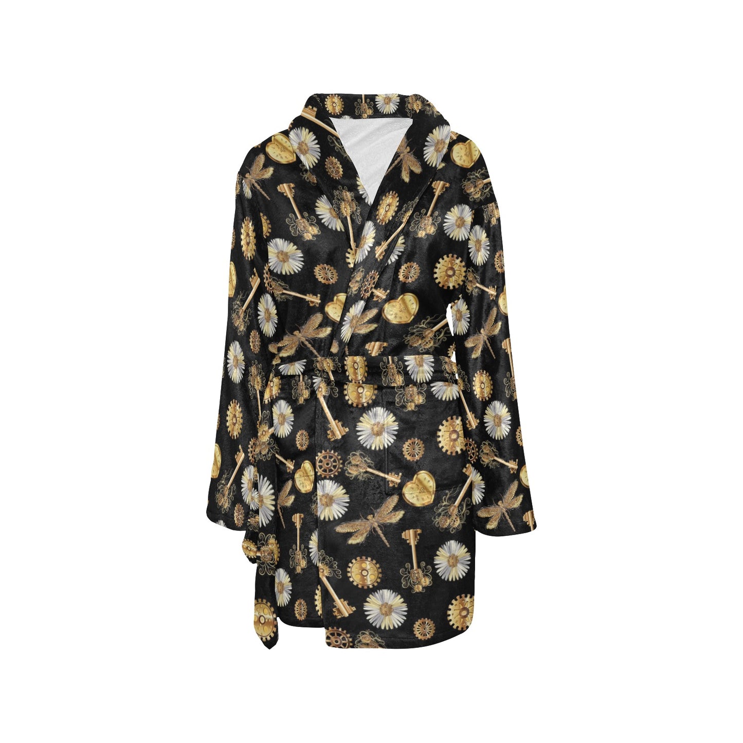 Steampunk Dragonfly Design Themed Print Women's Fleece Robe