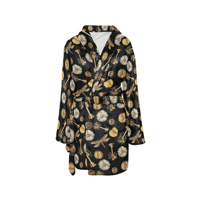 Steampunk Dragonfly Design Themed Print Women's Fleece Robe