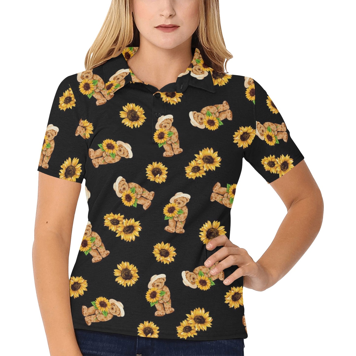 Sunflower Pattern Print Design SF016 Women's Polo Shirt