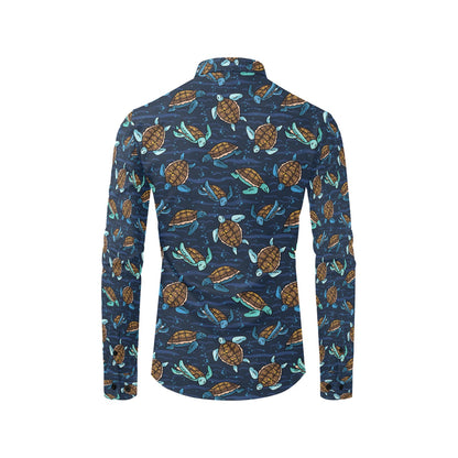Sea Turtle Print Design LKS3011 Men's Long Sleeve Dress Shirt