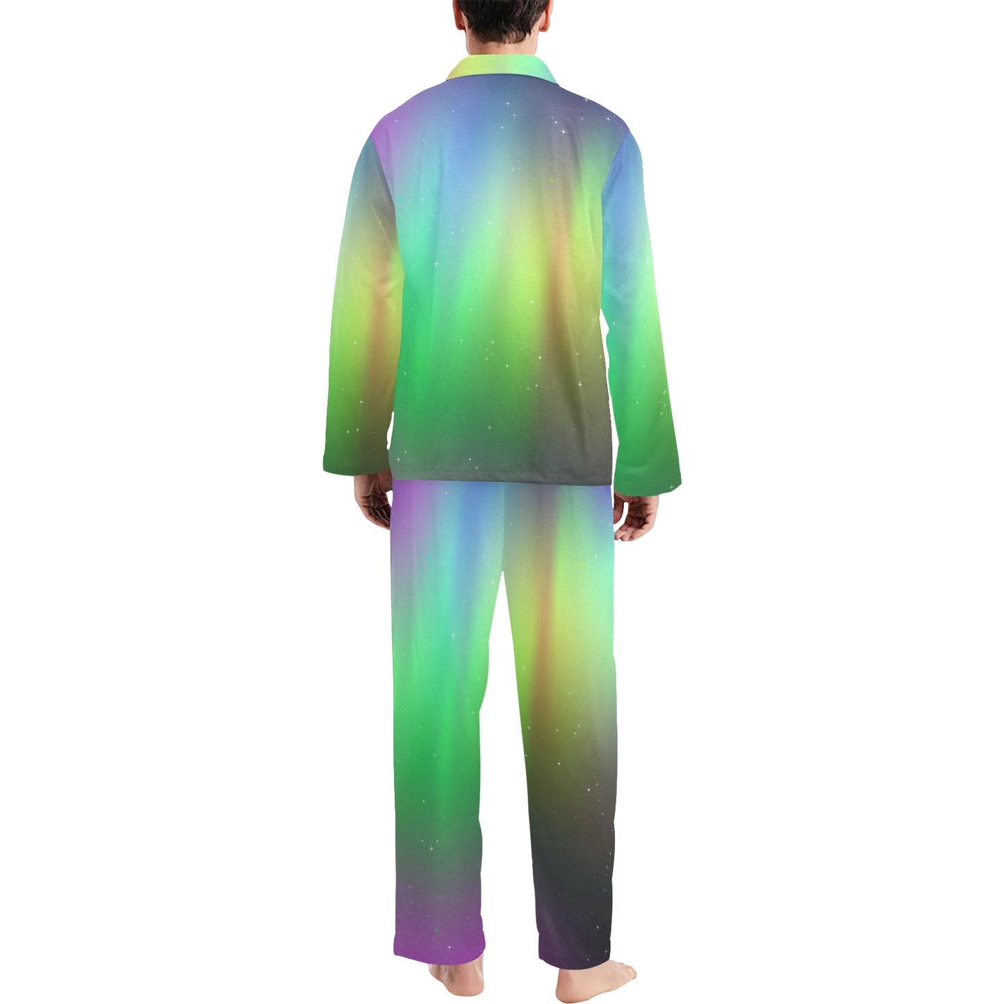Aurora Borealis Pattern Print Design 03 Men's Long Pajama Set