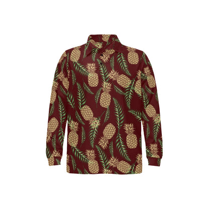 Pineapple Pattern Print Design PP013 Long Sleeve Polo Shirt For Men's
