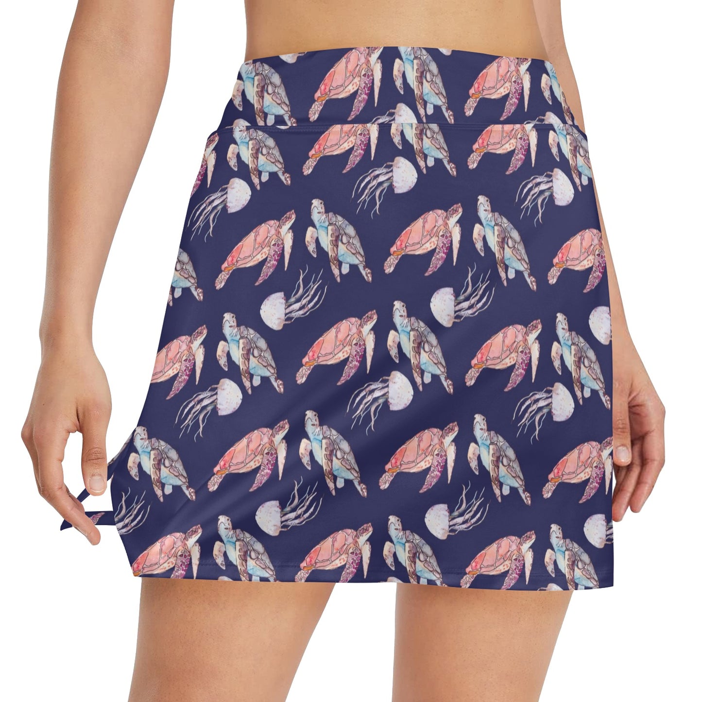 Sea Turtle With Jelly Fish Print Design LKS301 17" Golf & Pickleball Skort with Pockets
