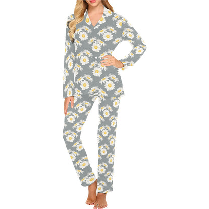 Daisy Pattern Print Design DS09 Women's Long Pajama Set
