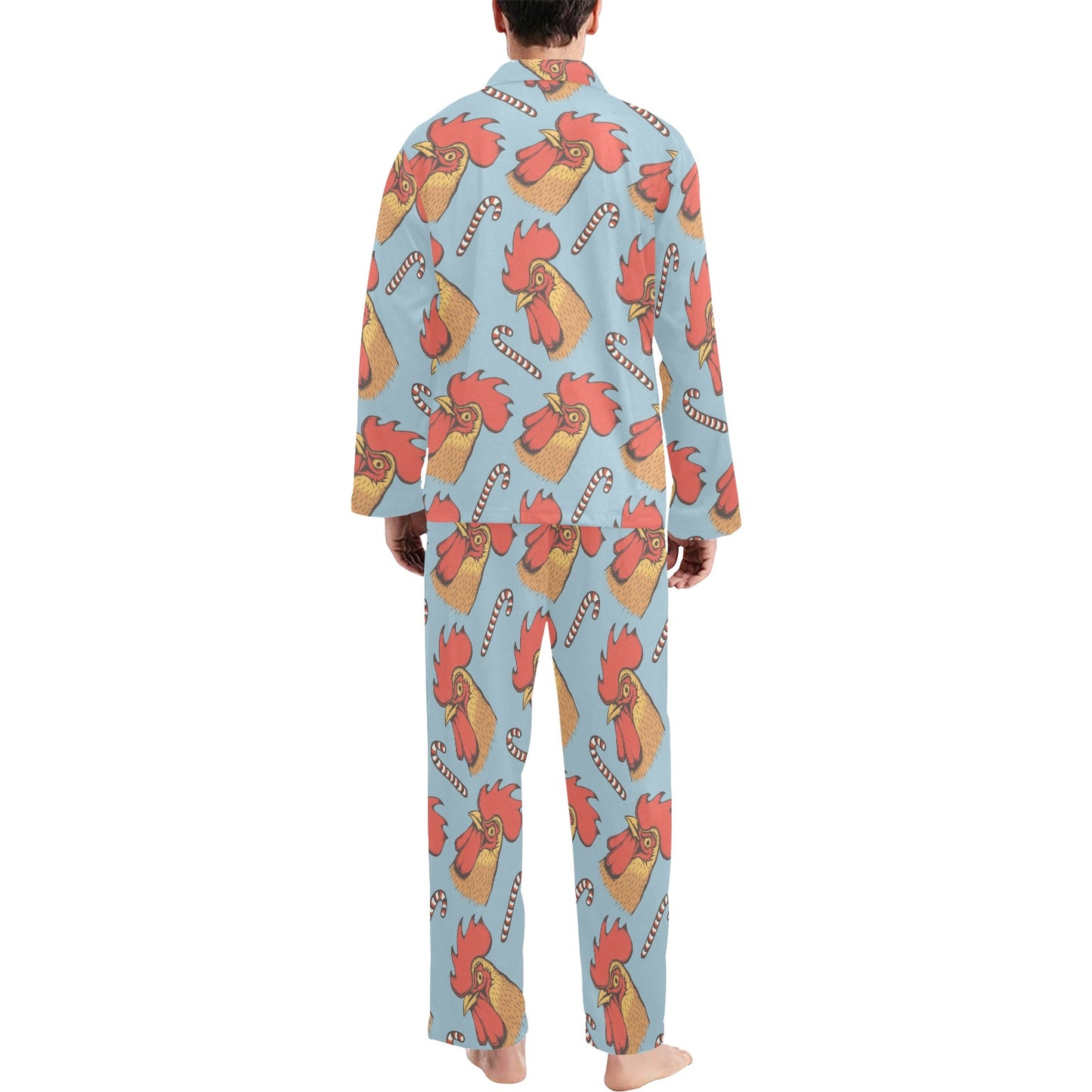 Rooster Pattern Print Design A05 Men's Long Pajama Set