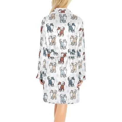 Alaskan Malamute Pattern Print Design 02 Women's Fleece Robe