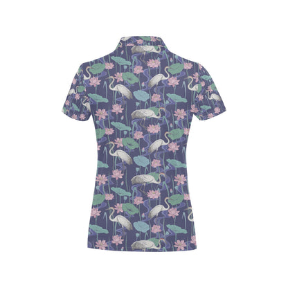 Water Lily Print Design LKS306 Women's Polo Shirt