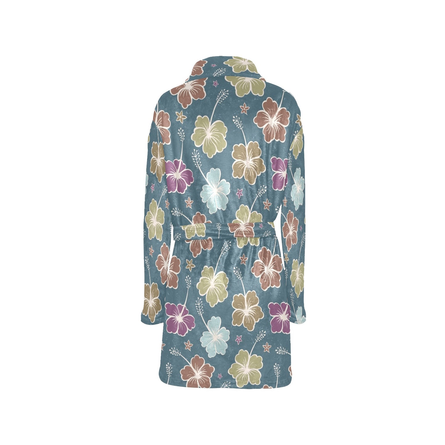 Hibiscus Pattern Print Design HB033 Women's Fleece Robe