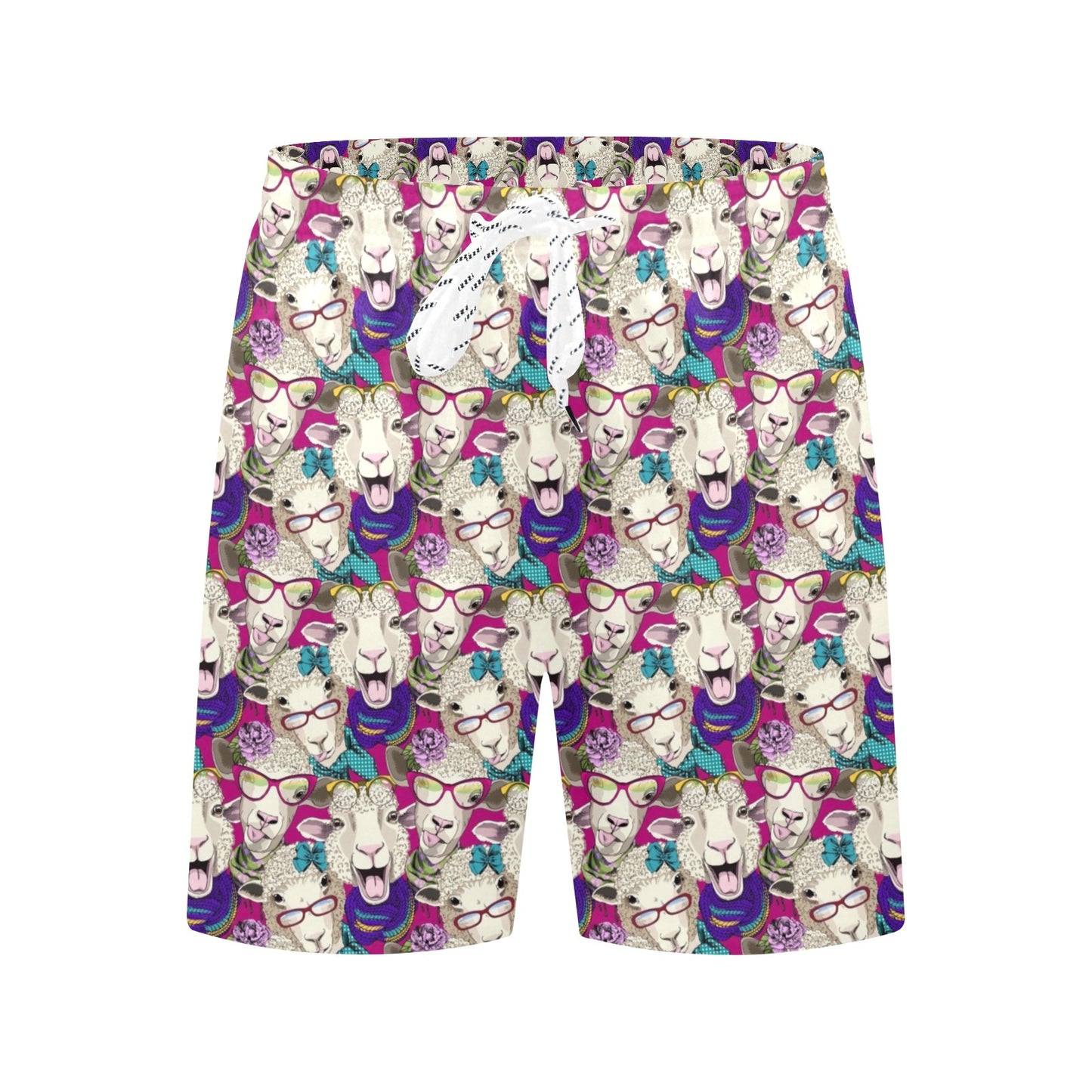 Sheep Print Design LKS403 Men's Swim Trunks Beach Shorts
