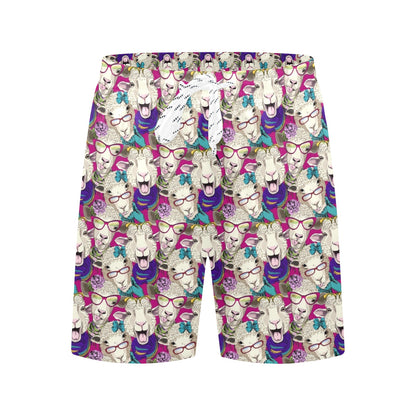 Sheep Print Design LKS403 Men's Swim Trunks Beach Shorts