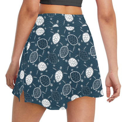 Sea Turtle Print Design LKS3015 17" Golf & Pickleball Skort with Pockets