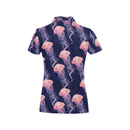 Jellyfish Pattern Print Design 03 Women's Polo Shirt