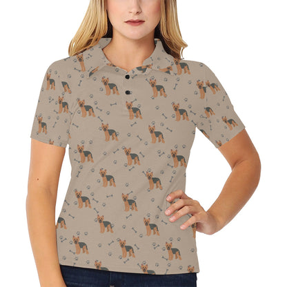 Yorkshire Terriers Print Design LKS305 Women's Polo Shirt
