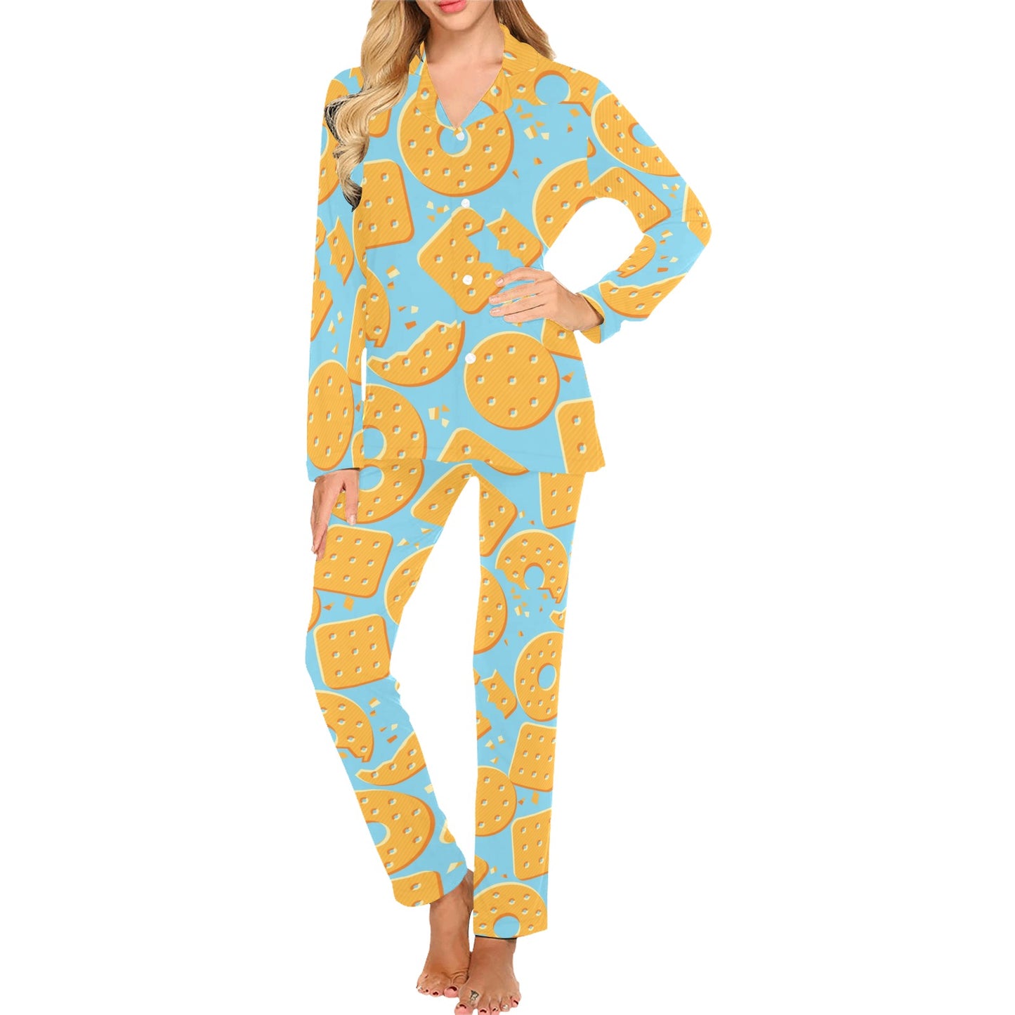 Cracker Pattern Print Design 02 Women's Long Pajama Set