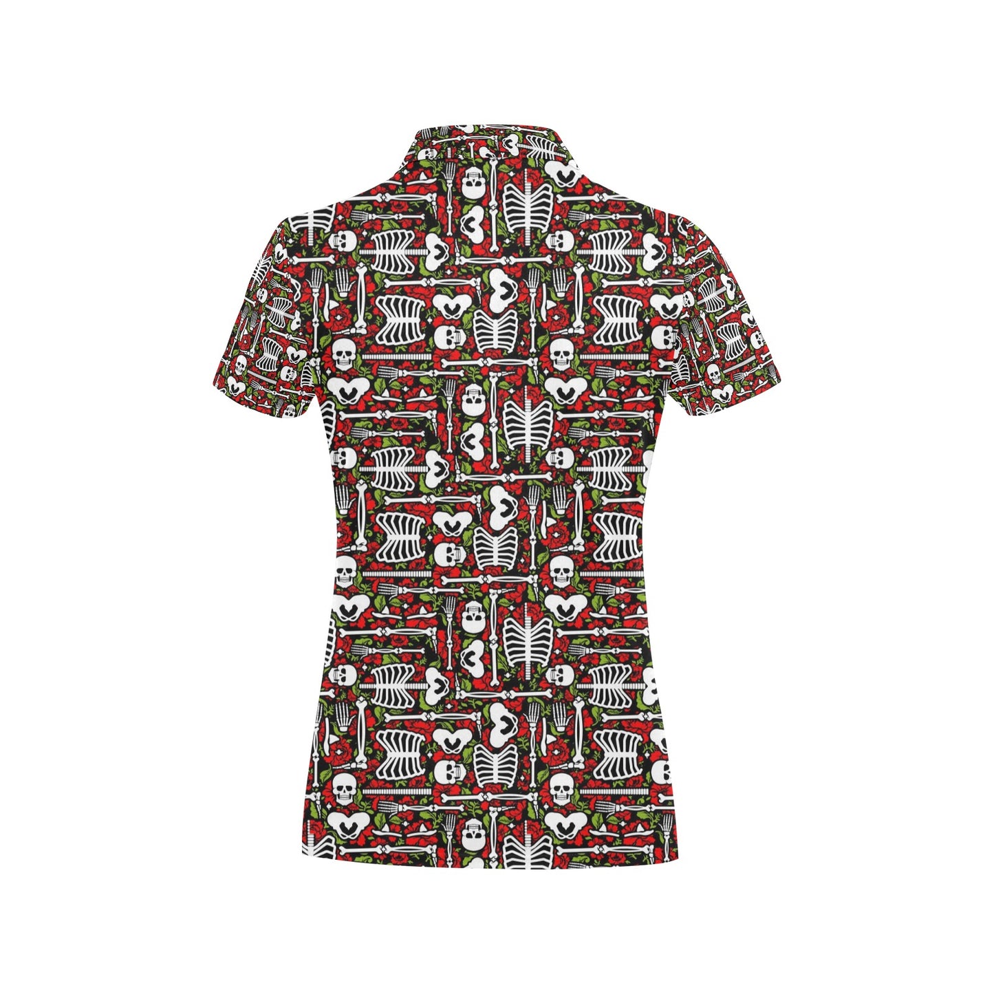 Skeleton Pattern Print Women's Polo Shirt