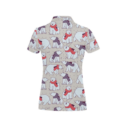 Polar Bear Pattern Print Design PB04 Women's Polo Shirt