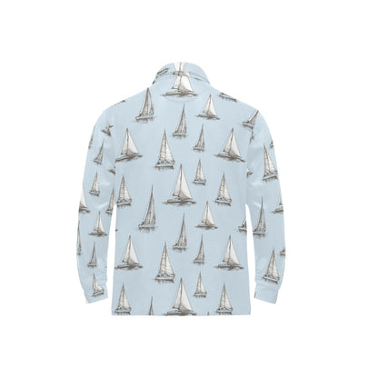 Sailing Ships Pattern Print Design A01 Long Sleeve Polo Shirt For Men's