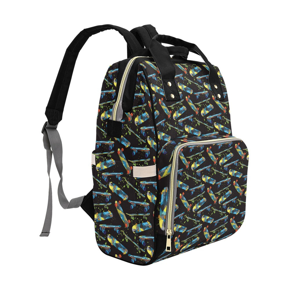 Skateboard Print Design LKS305 Diaper Bag Backpack