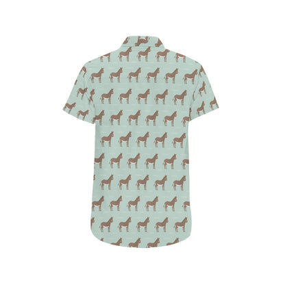 Donkey Print Design LKS402 Men Short Sleeve Button Up Shirt