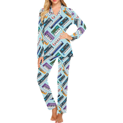 Synthesizer Pattern Print Design 02 Women's Long Pajama Set