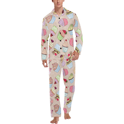 Cupcake Pattern Print Design CP06 Men's Long Pajama Set