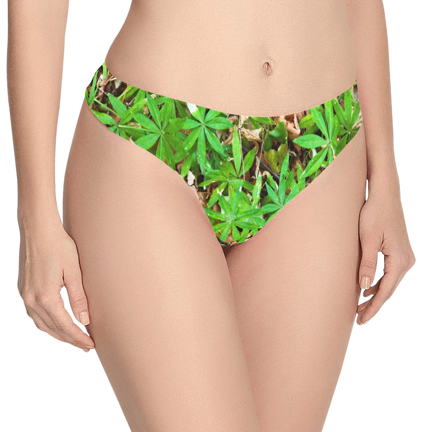 Camouflage Realistic Tree Fresh Print Women's Thongs