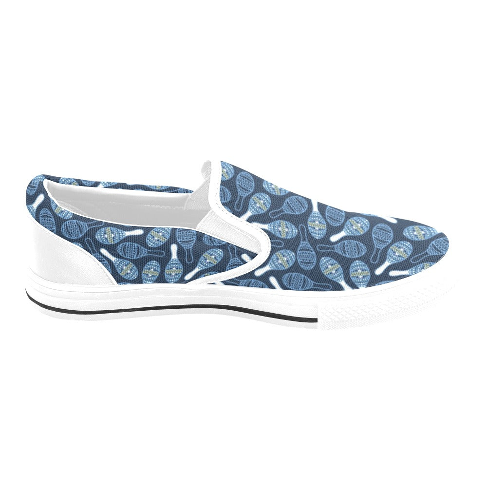 Maracas Print Design LKS401 White Slip Ons Canvas Women's Shoes