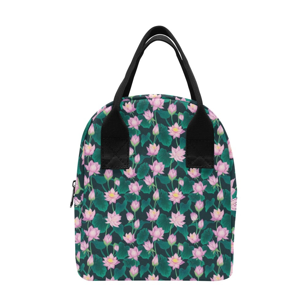 Water Lily Print Design LKS302 Insulated Lunch Bag