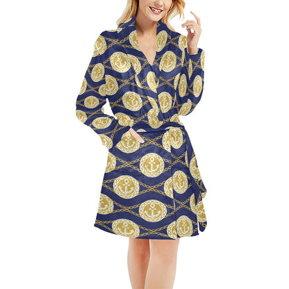 Anchor Luxury Pattern Women's Fleece Robe
