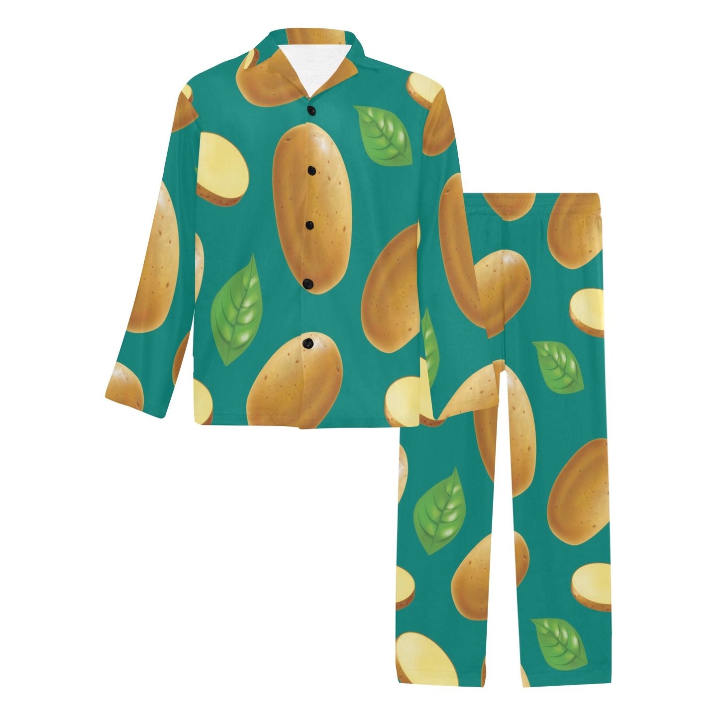 Potato Pattern Print Design A04 Men's Long Pajama Set