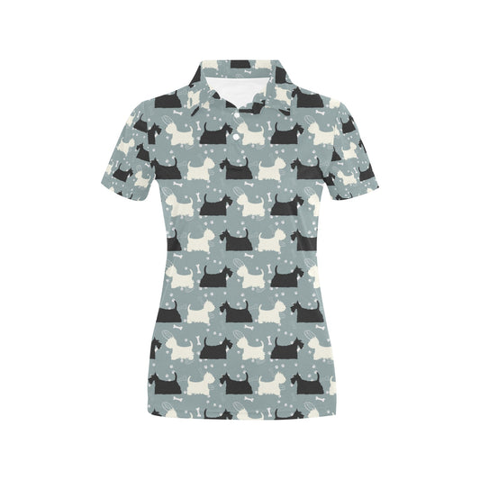 Scottish Terriers Print Design LKS301 Women's Polo Shirt
