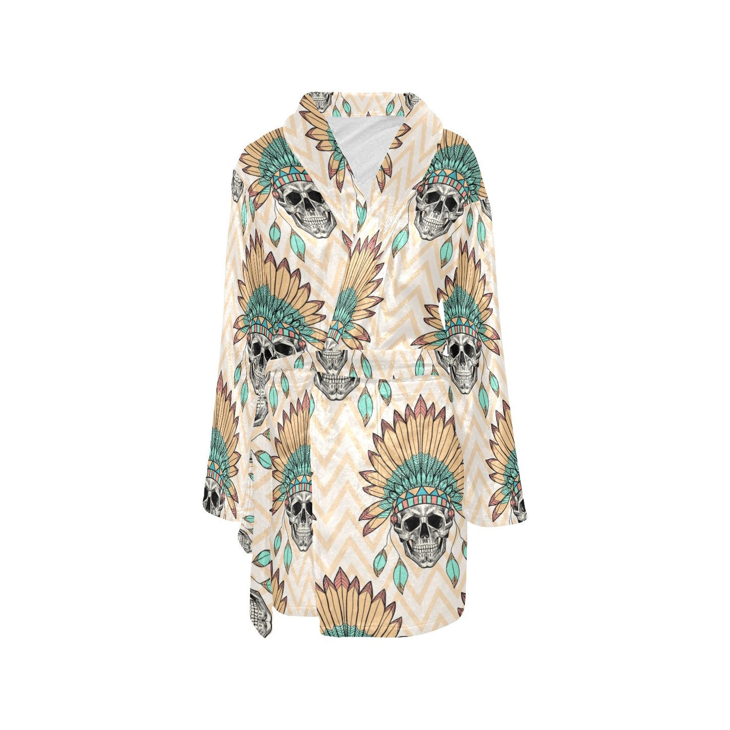 Indian Skull Pattern Women's Fleece Robe
