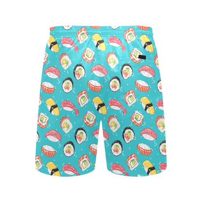 Sushi Print Design LKS305 Men's Swim Trunks Beach Shorts