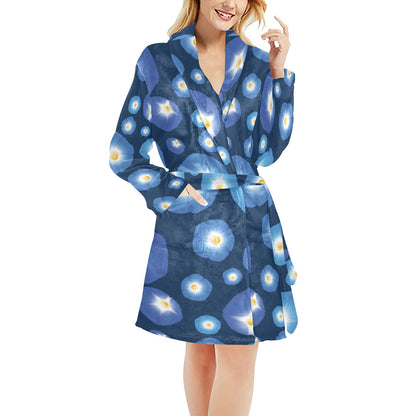 Morning Glory Pattern Print Design 02 Women's Fleece Robe