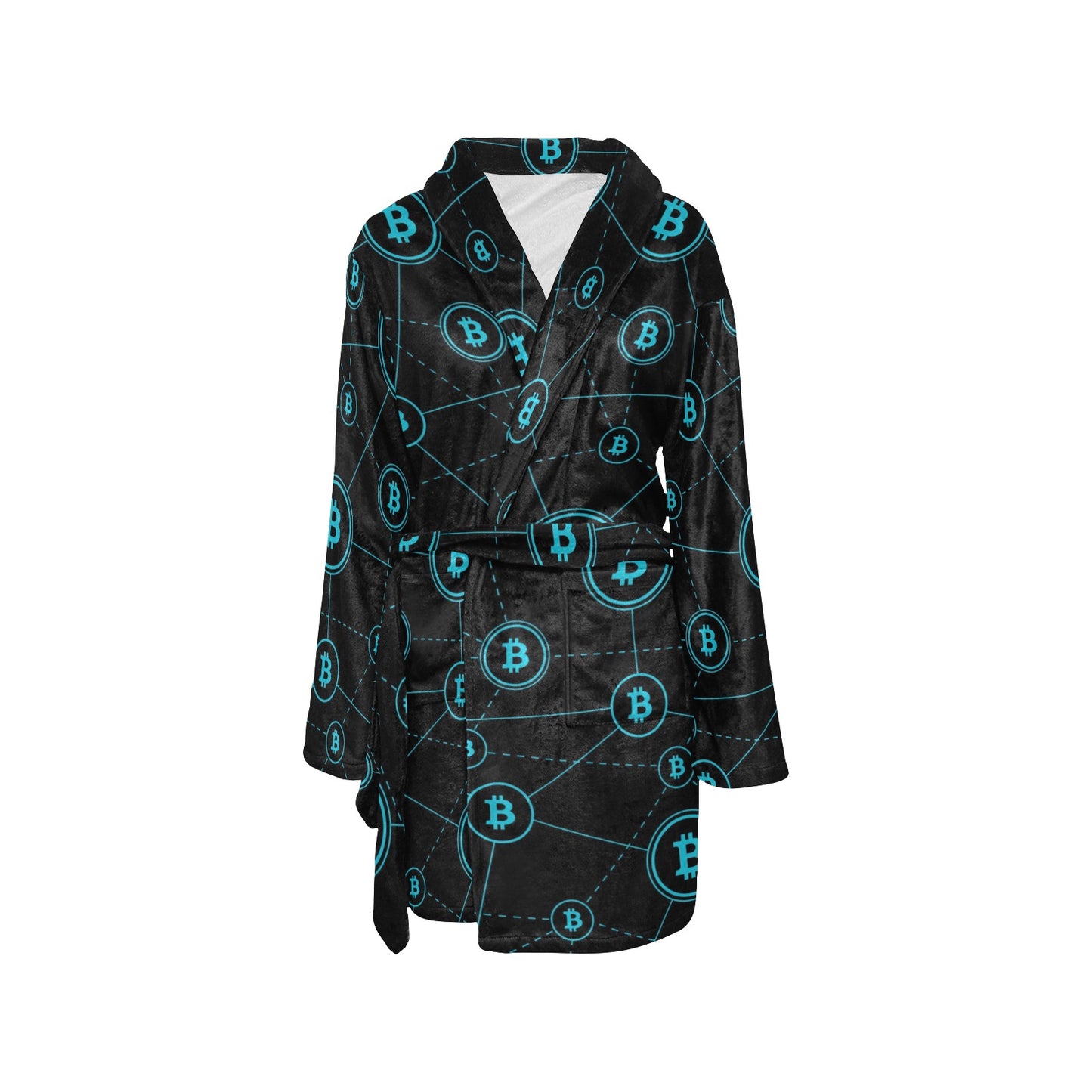Cryptocurrency Pattern Print Design 01 Women's Fleece Robe