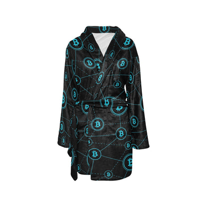 Cryptocurrency Pattern Print Design 01 Women's Fleece Robe
