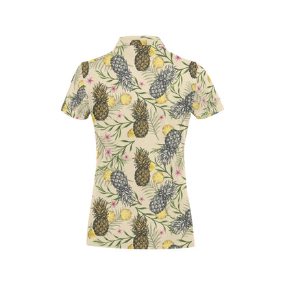 Pineapple Pattern Print Design PP012 Women's Polo Shirt
