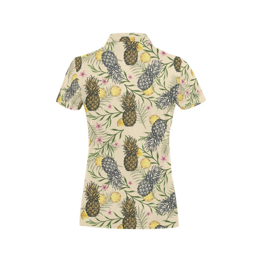 Pineapple Pattern Print Design PP012 Women's Polo Shirt