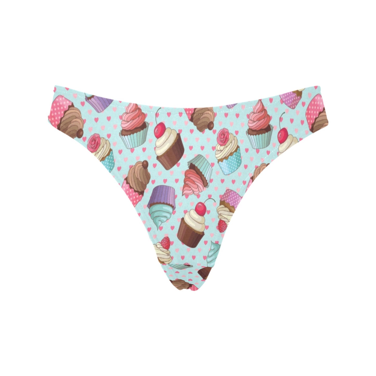 Cupcakes Fancy Heart Print Pattern Women's Thongs