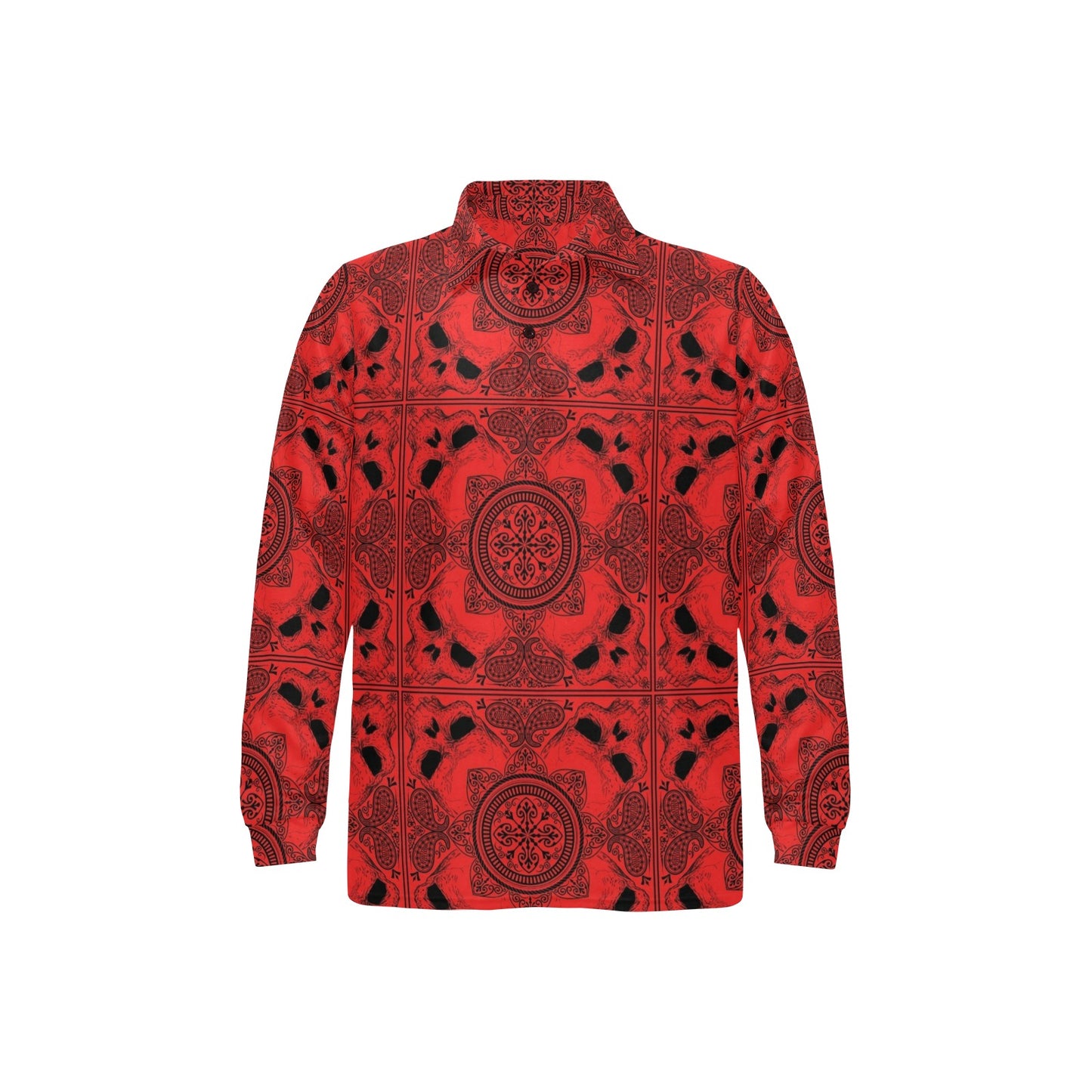 Bandana Red Print Design LKS304 Long Sleeve Polo Shirt For Men's