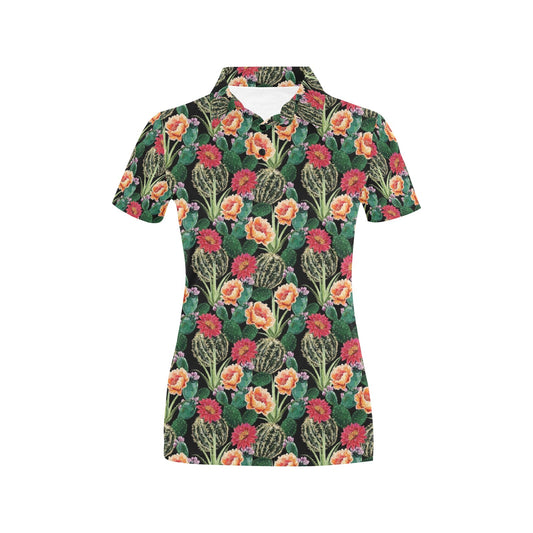 Cactus Pattern Print Design 06 Women's Polo Shirt
