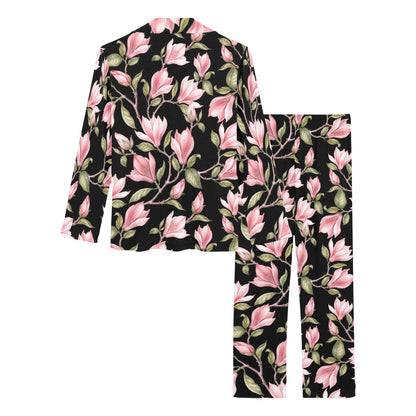 Magnolia Pattern Print Design MAG03 Women's Long Pajama Set